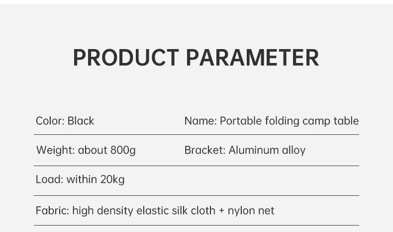 Ultra-Light Folding Portable Outdoor Camping Picnic Table