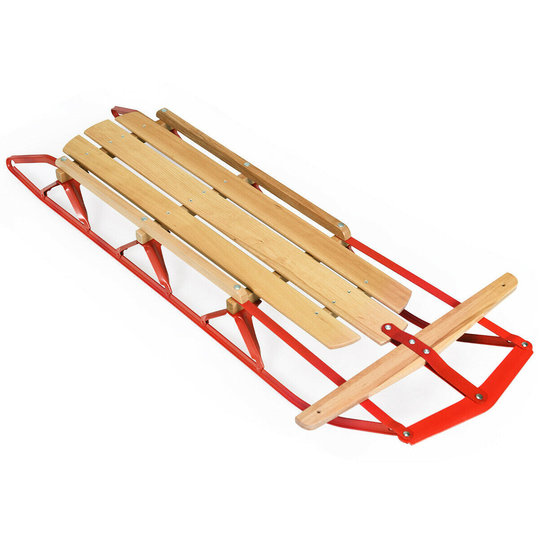 54 Inch Wooden Snow Sled With Metal Runners