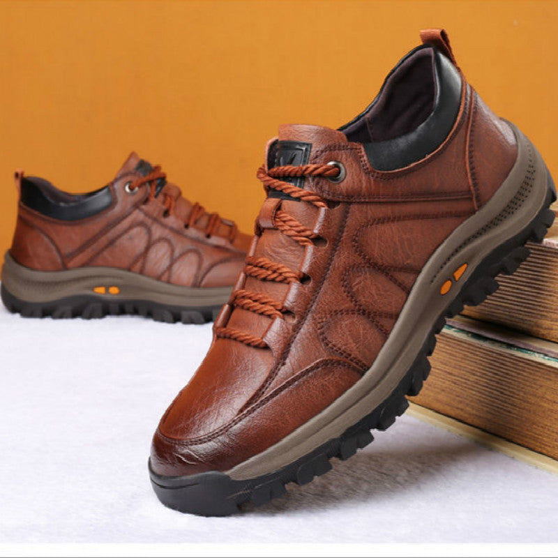 Casual Leather Outdoor Hiking Shoes Comfortable Walking Footwear