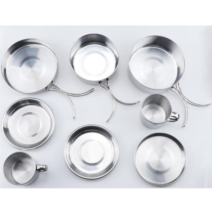 8Pcs Stainless Steel Outdoor Camping Cookware Set