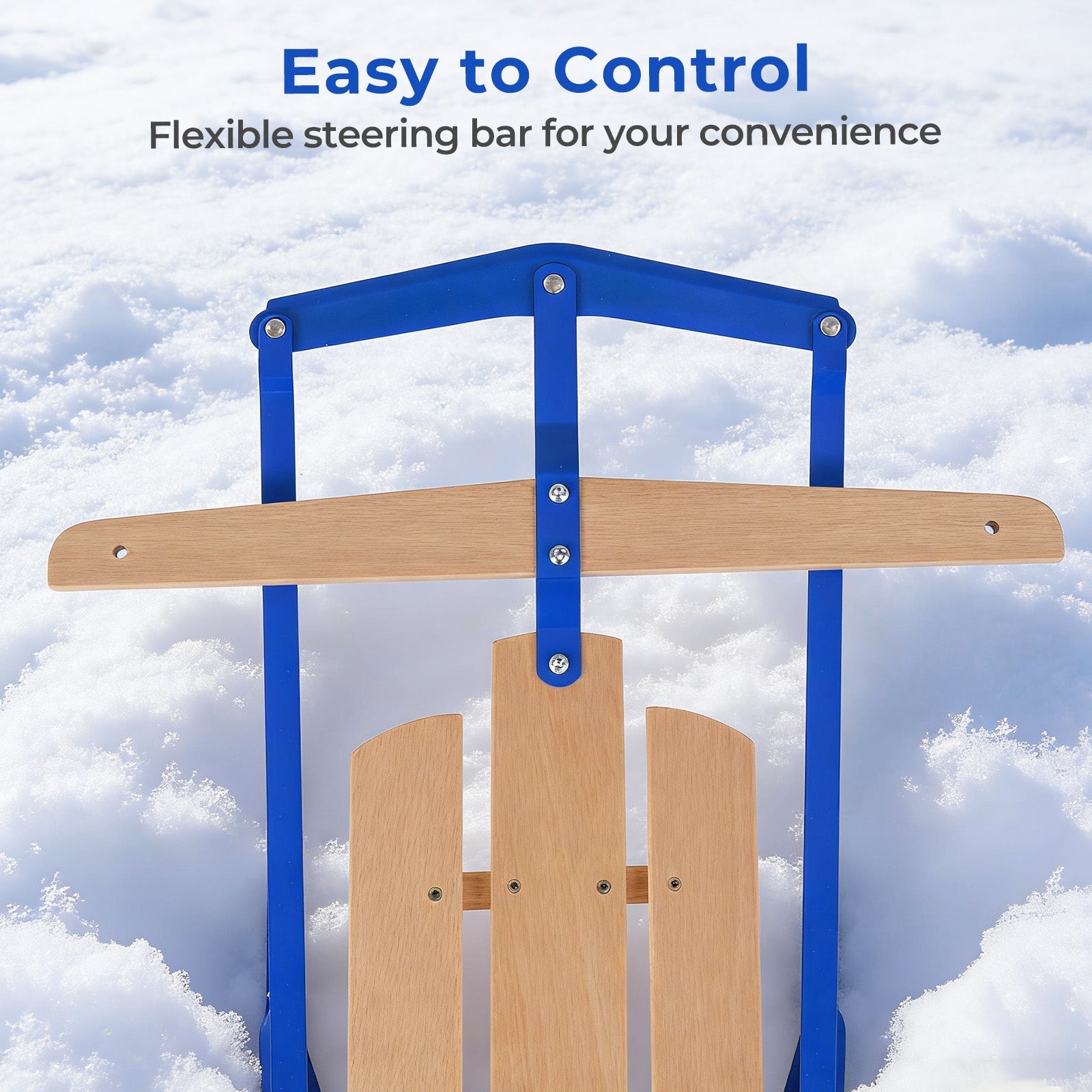 54 Inch Wooden Snow Sled With Metal Runners