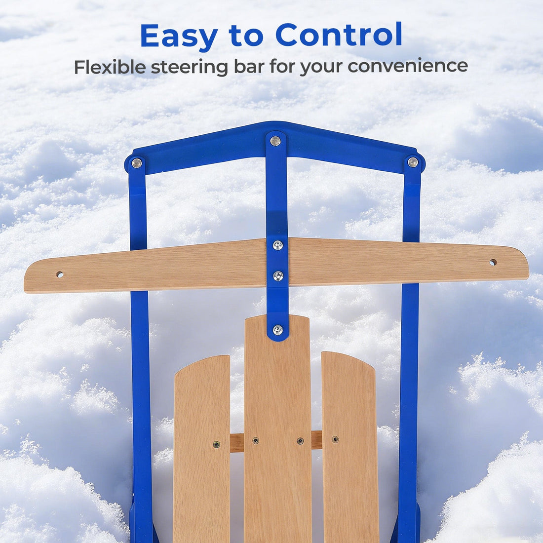 54 Inch Wooden Snow Sled With Metal Runners