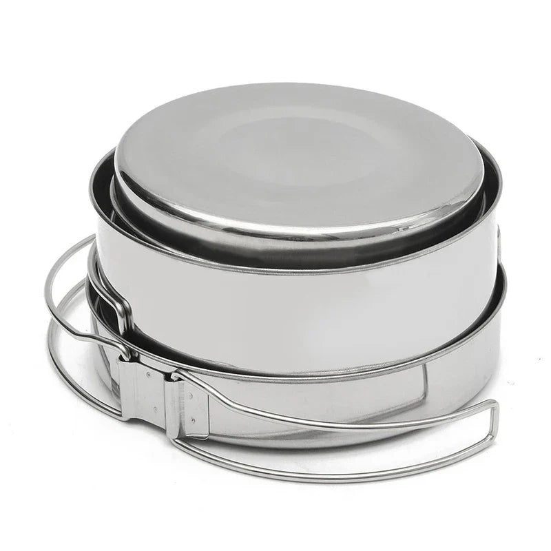 8Pcs Stainless Steel Outdoor Camping Cookware Set