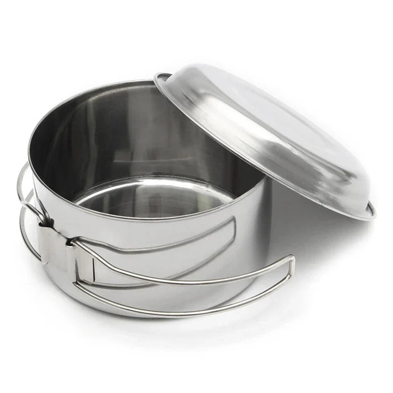 8Pcs Stainless Steel Outdoor Camping Cookware Set