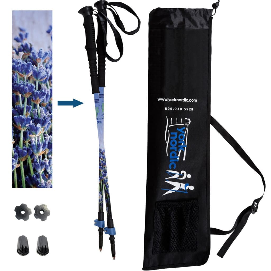 Official Casual Trek Hiking & Walking Poles - Hiking/Trekking Grip w-flip locks, detachable feet and travel bag - pair - For Heights up to 6’2”