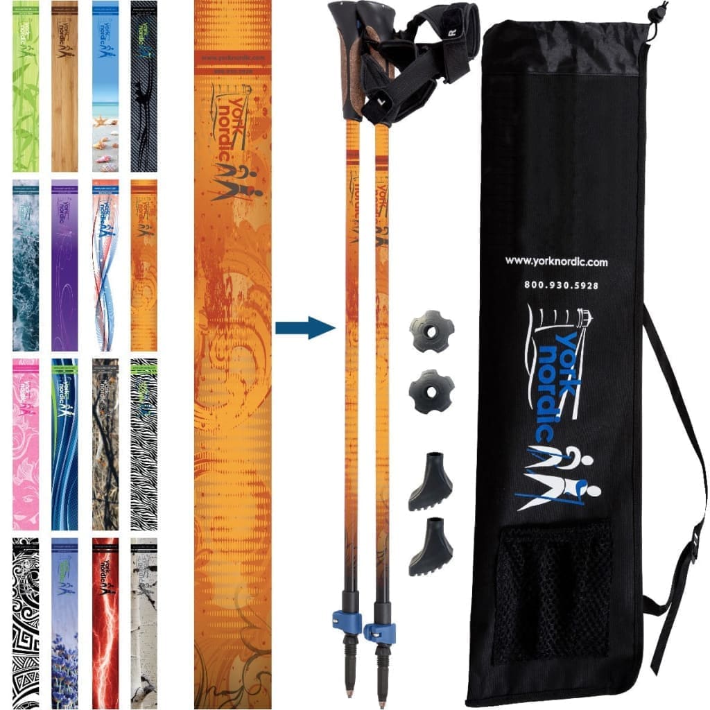 Official Casual Trek Hiking & Walking Poles - Hiking/Trekking Grip w-flip locks, detachable feet and travel bag - pair - For Heights up to 6’2”