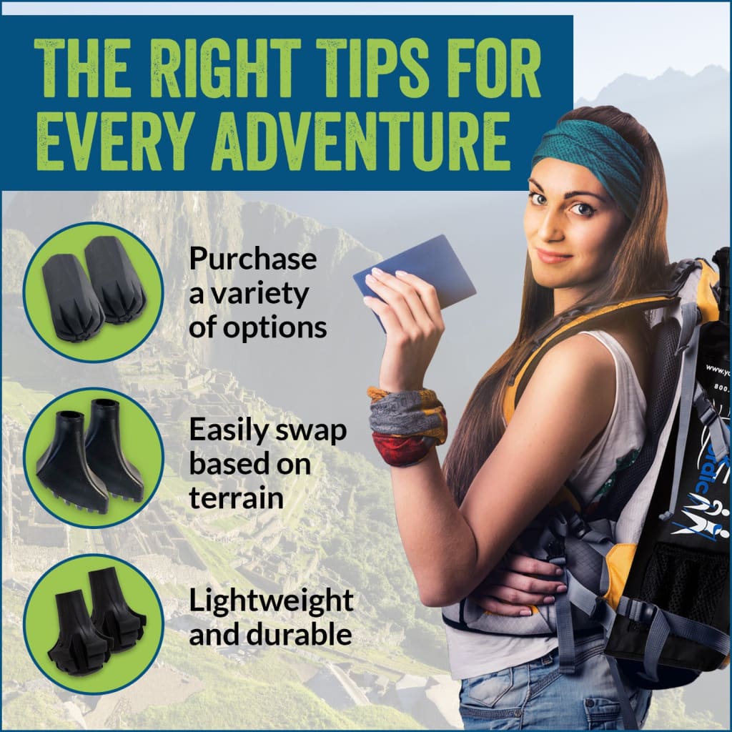 Four Pack of Extra Durable Rubber Replacement Tips (Replacement Feet - Paws - Ferrules - Caps) for Trekking Poles - Fits Most Hiking and Walking Poles.